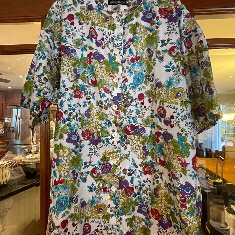 Ashley By 26 International Multicolor Floral Button-Down Shirt on White
